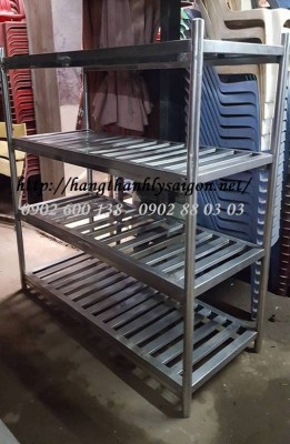 THANH LÝ KỆ INOX 4 TẦNG 304