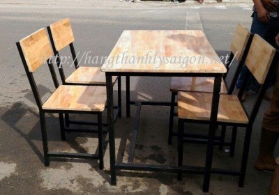 THANH LÝ BỘ BÀN GHẾ GỔ CHÂN SẮT